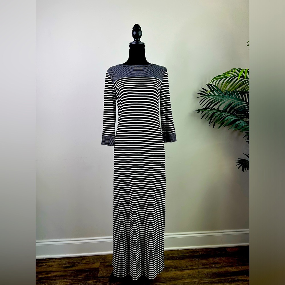Ann Taylor Striped Black and White Maxi Dress